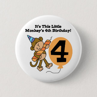Little Monkey 4e födelsedagen Tshirts and Gifts Knapp