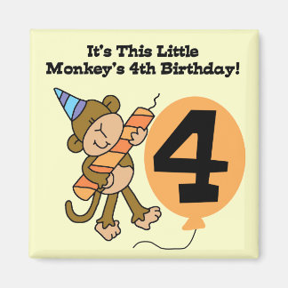 Little Monkey 4e födelsedagen Tshirts and Gifts Magnet