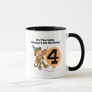 Little Monkey 4e födelsedagen Tshirts and Gifts Mugg