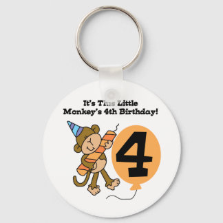 Little Monkey 4e födelsedagen Tshirts and Gifts Nyckelring