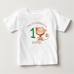 Little Monkey Boy First Birthday Outfit T Shirt