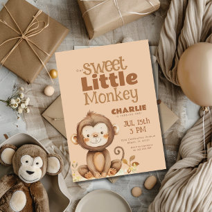 Little Monkey Boys Birthday Inbjudningar