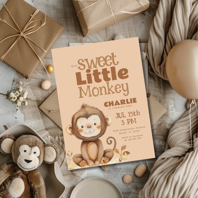 Little Monkey Boys Birthday Inbjudningar (Skapare uppladdad)
