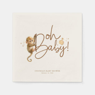 Little Monkey Cute Jungle Safari Baby Shower Pappersservett