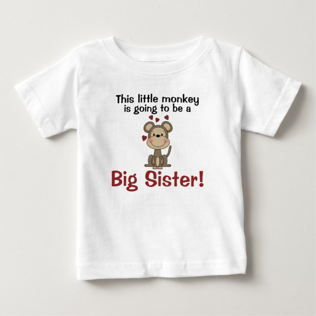 Little Monkey Hearts Big Sister Tröja (Framsida)
