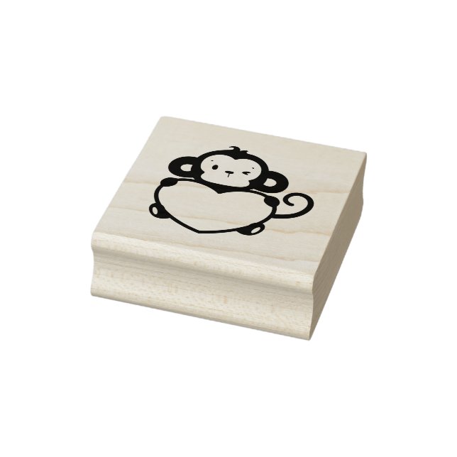 Little Monkey Holding Heart Stämpel (Stämpel)