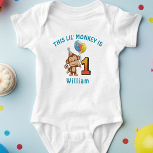 Little Monkey Kids 1st Birthday Personlig T Shirt