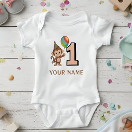 Little Monkey Kids 1st Birthday Personlig T Shirt