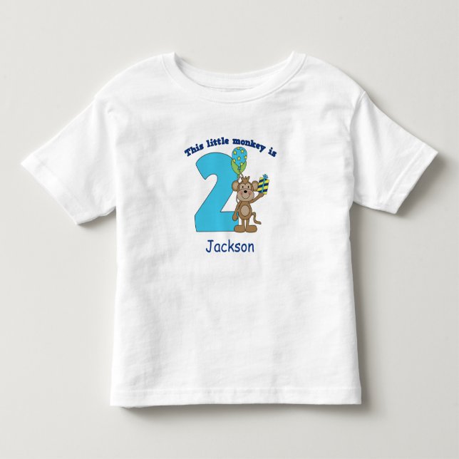 Little Monkey Kids 2nd Birthday Personlig T-shirt (Framsida)