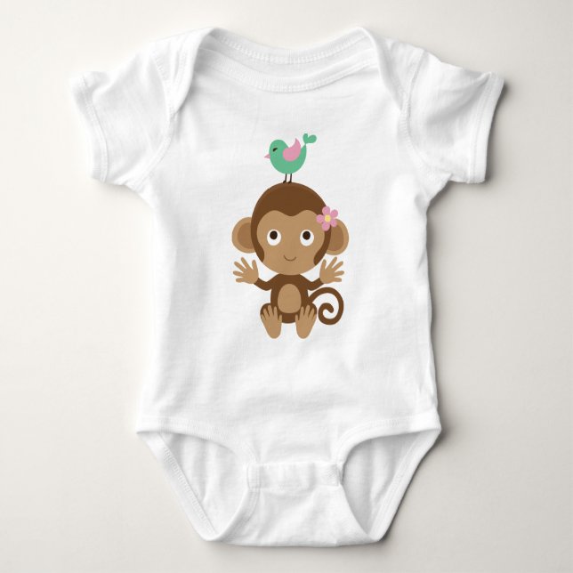 Little Monkey och Bird T-shirt (Framsida)