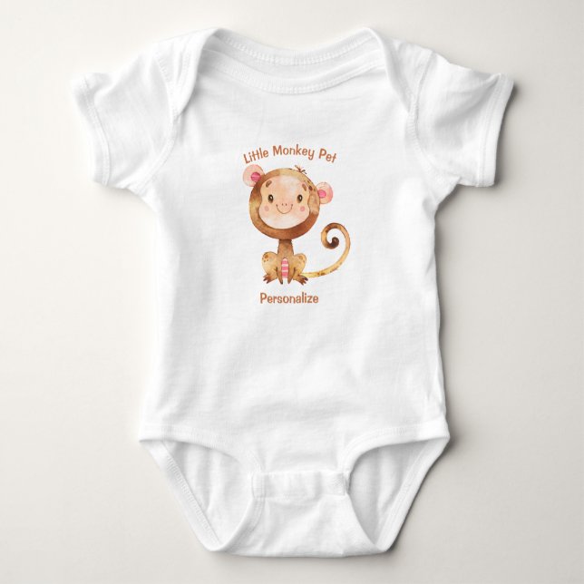 Little Monkey Pet Cute Baby Monkey Personalize T Shirt (Framsida)