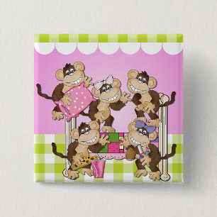 Little Monkey Sleepover Button Knapp