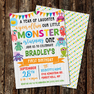 Little Monster 1st Birthday Inbjudningar