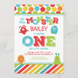 Little Monster 1st First Birthday Inbjudningar