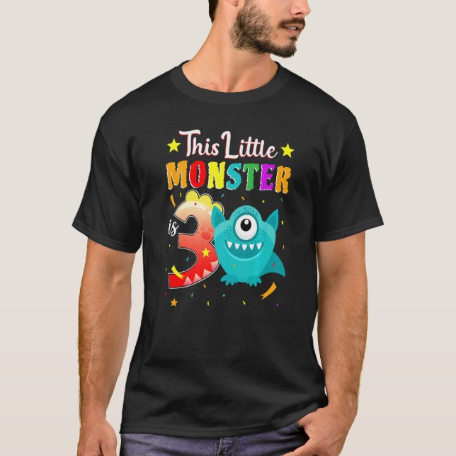 Little Monster 3-årsfest Monster 3 År  T Shirt (Framsida)