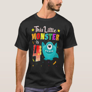 Little Monster 4e födelsedagen Party Monster 4 år T Shirt