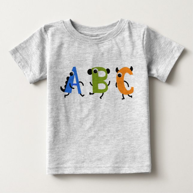Little Monster Alphabet ABC T Shirt (Framsida)