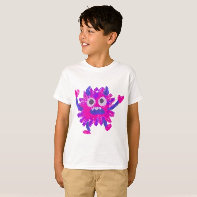 Little Monster Animal Drawing T Shirt (Hel framsida)