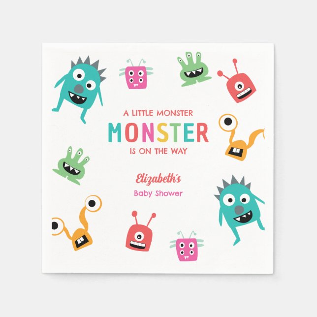Little Monster Baby Shower Halloween Custom Pappersservett (Framsidan)