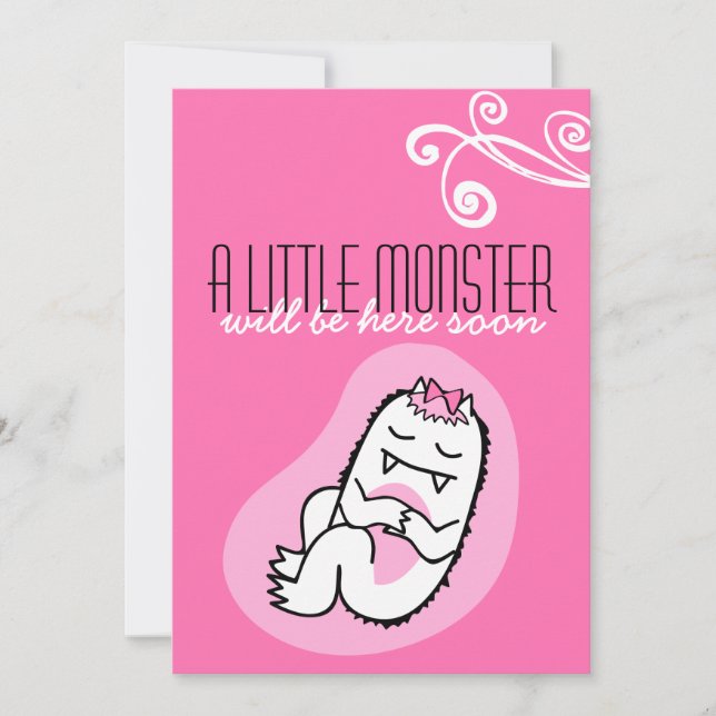 Little Monster Baby Shower-inbjudan (flicka) Inbjudningar (Framsida)
