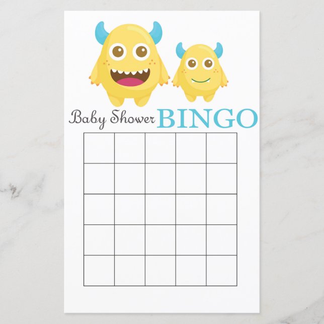 Little Monster-babydusch-bingo-kort (Framsida)