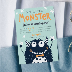 Little Monster Barns födelsedag Party Inbjudningar