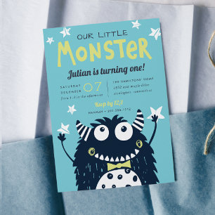 Little Monster Barns födelsedag Party Inbjudningar