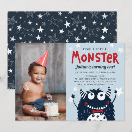 Little Monster Barns födelsedag Party Photo Inbjudningar
