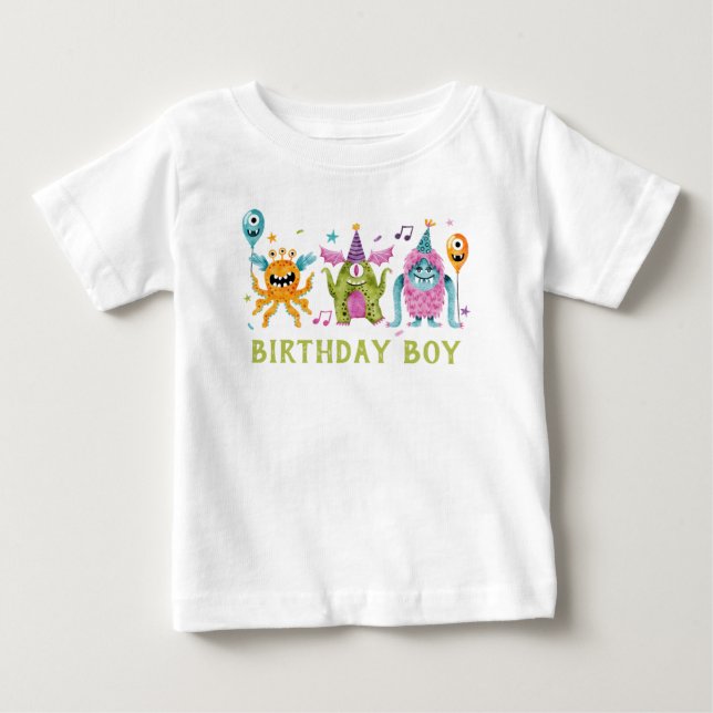 Little Monster Birthday Boy T Shirt (Framsida)