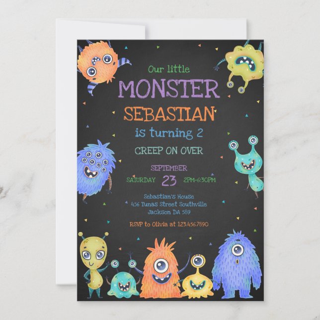 Little Monster Birthday Invitation Inbjudningar (Framsida)