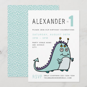 Little Monster Boys 1st Birthday Party Inbjudningar