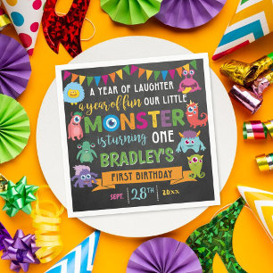 Little Monster Chalkboard 1st Birthday Party Pappersservett