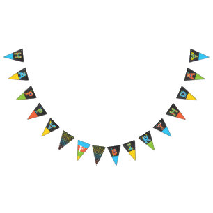 Little Monster Chalkboard Grattis på födelsedagen Vimplar