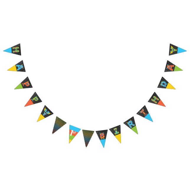 Little Monster Chalkboard Grattis på födelsedagen Vimplar (Alla)