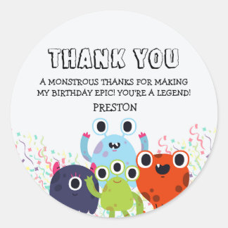 Little Monster Födelsedagsfest for All Ages Runt Klistermärke