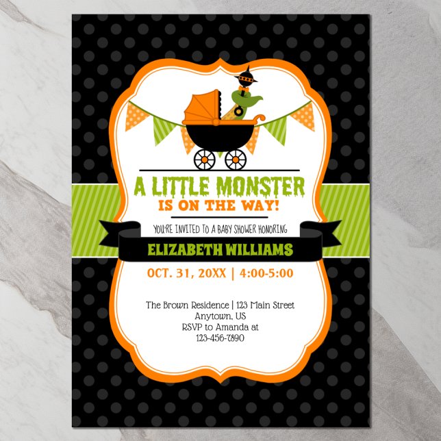 Little Monster Halloween Baby Shower-inbjudan Inbjudningar (Front)
