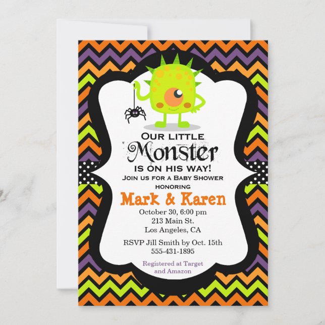 Little Monster Halloween Baby Shower-inbjudan Inbjudningar (Framsida)