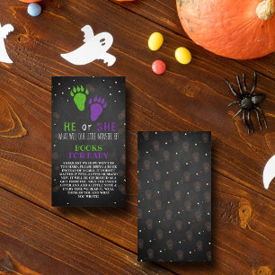 Little Monster Halloween Gender Reveal Party Bok Tilläggskort