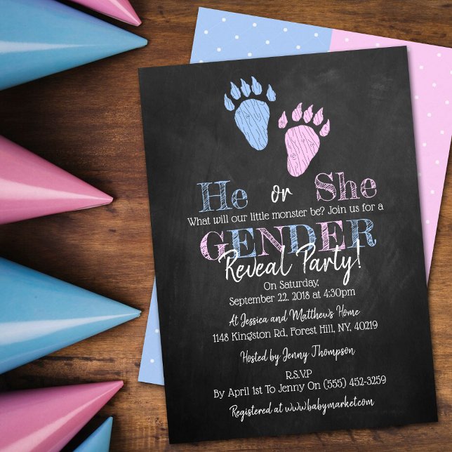 Little Monster Halloween Gender Reveal Party Inbjudningar (Skapare uppladdad)