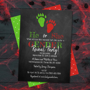Little Monster Halloween Gender Reveal Party Inbjudningar