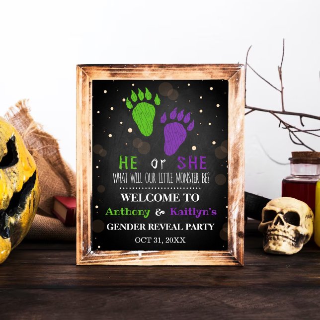 Little Monster Halloween Gender Reveal Party Poster (Skapare uppladdad)