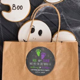 Little Monster Halloween Gender Reveal Party Runt Klistermärke