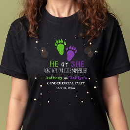 Little Monster Halloween Gender Reveal Party T Shirt