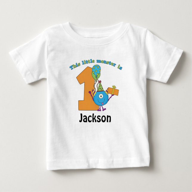 Little Monster Kids 1st Birthday Personlig Tee (Framsida)