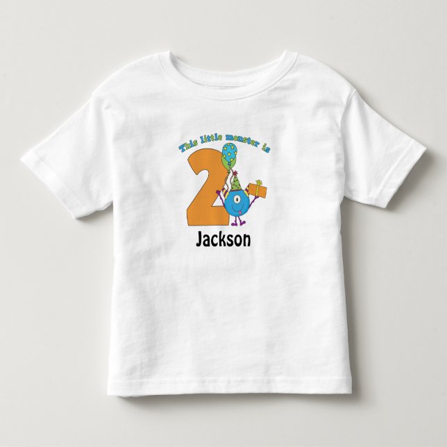 Little Monster Kids 2:a födelsedag Personlig T-shirt (Framsida)