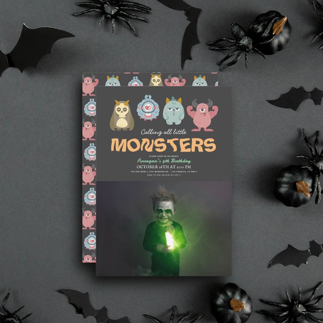 Little Monster Mash Halloween Boy Birthday Photo Inbjudningar (Skapare uppladdad)