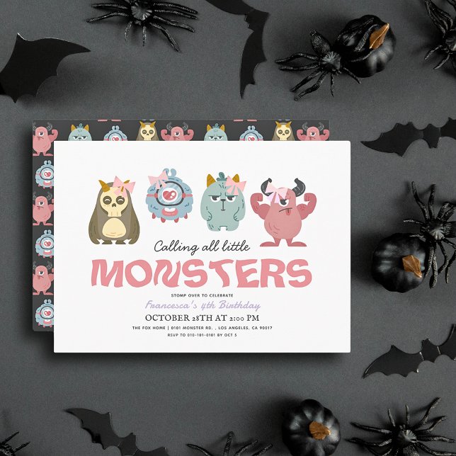 Little Monster Mash Halloween Girl Birthday Inbjudningar (Skapare uppladdad)