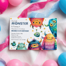 Little Monster Mash Tecknad Kids Födelsedagsfest Inbjudningar