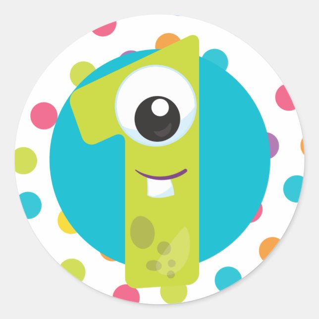 Little Monster ONE-dekal Runt Klistermärke (Framsida)