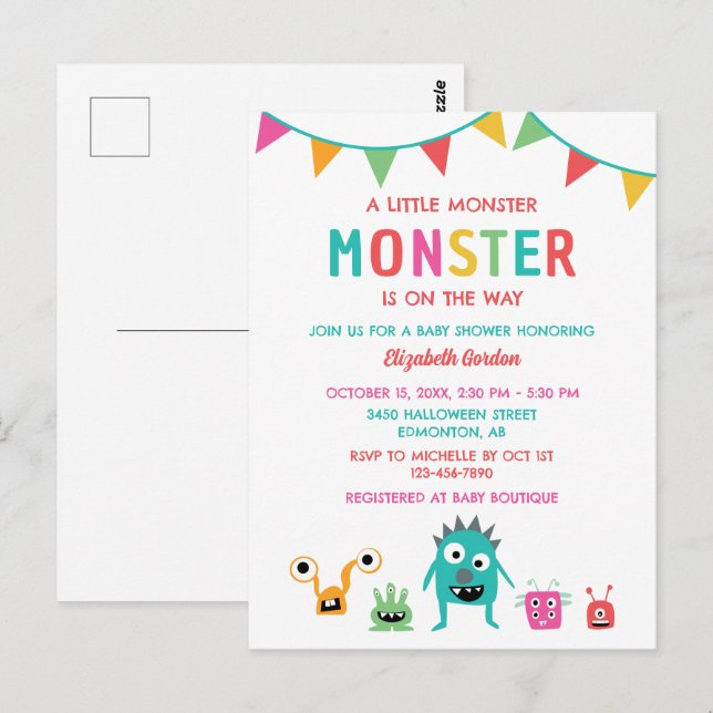 "Little Monster" på babyskor Halloween Vykort (Fram/baksida)